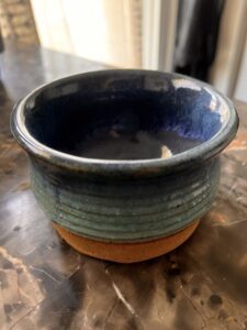 handmade blue and green glazed bowl