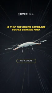 Drone Insurance Ad depicting a drone flying through hyperspace